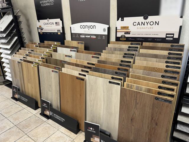 International Flooring Co. Canyon Americas, Canyon Select, and Canyon Signature plank displays